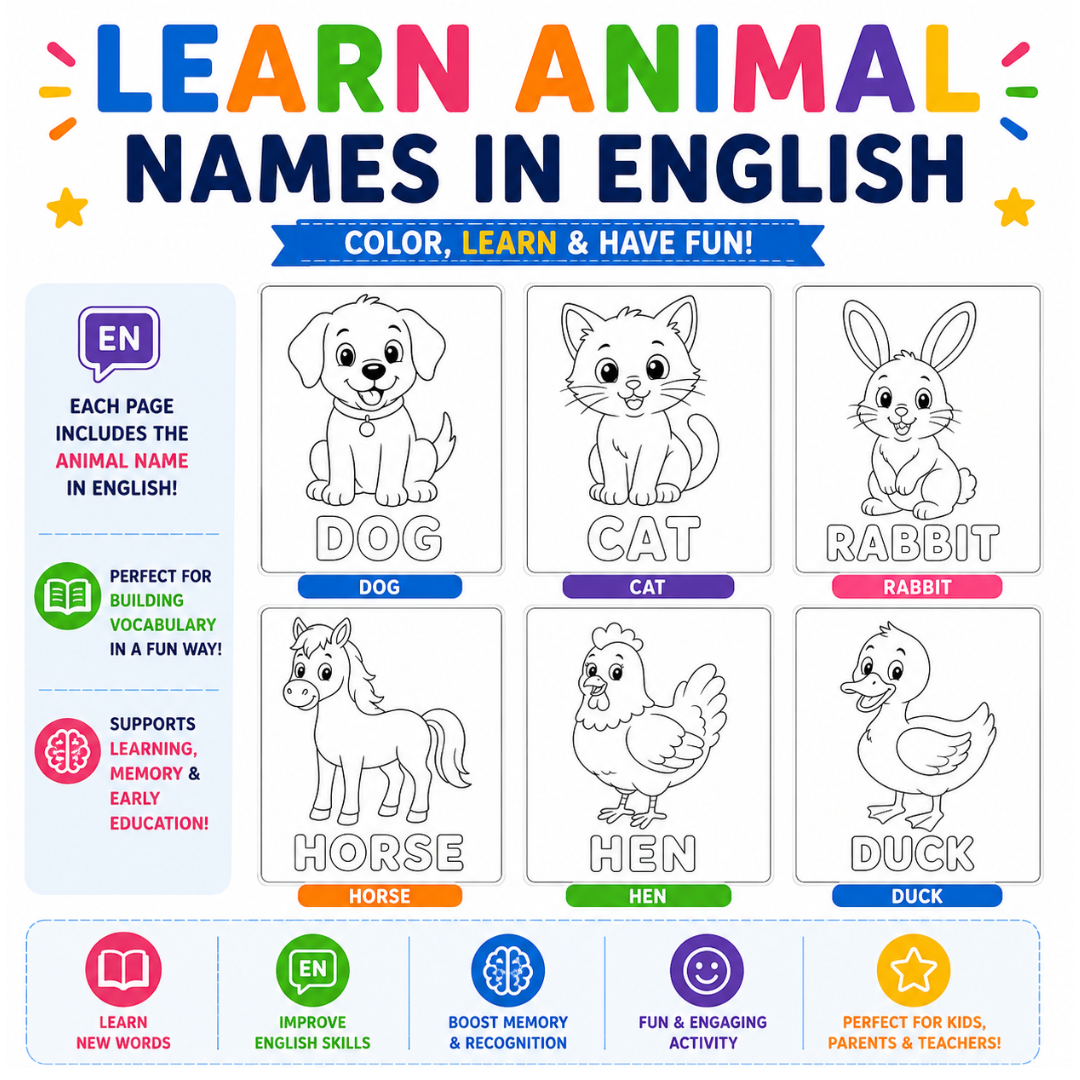 Printable Animal Coloring Book PDF - Instant Download