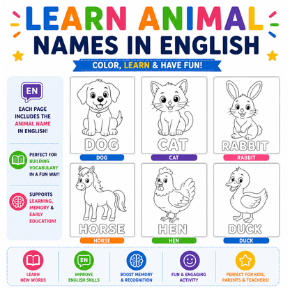 Printable Animal Coloring Book PDF - Instant Download